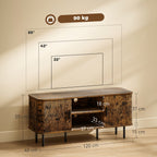 TV Stand Cabinet with Slatted Tambour Doors - Rustic Brown