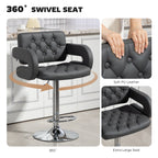 PU Leather Swivel Bar Stool with Backrest and Footrest - Grey