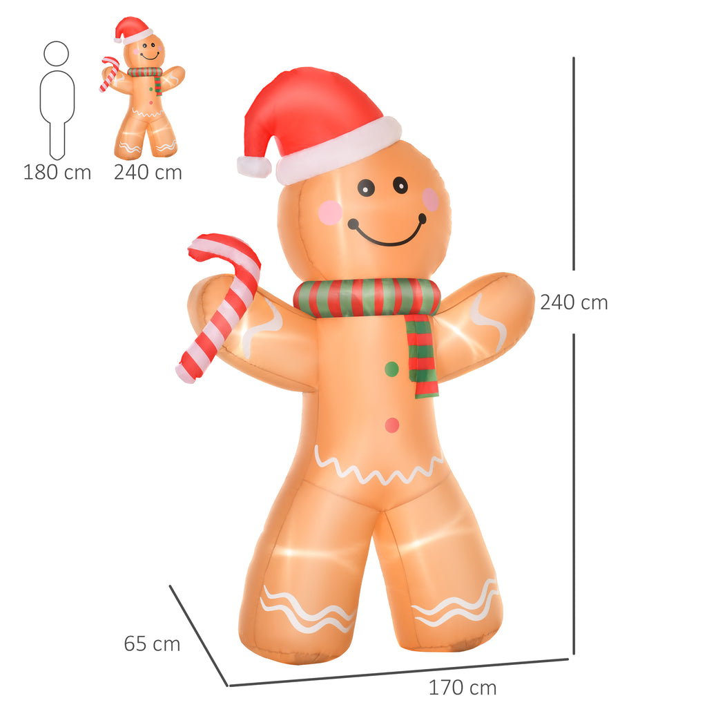8ft Light-Up Inflatable Gingerbread Man Christmas Decoration Yellow