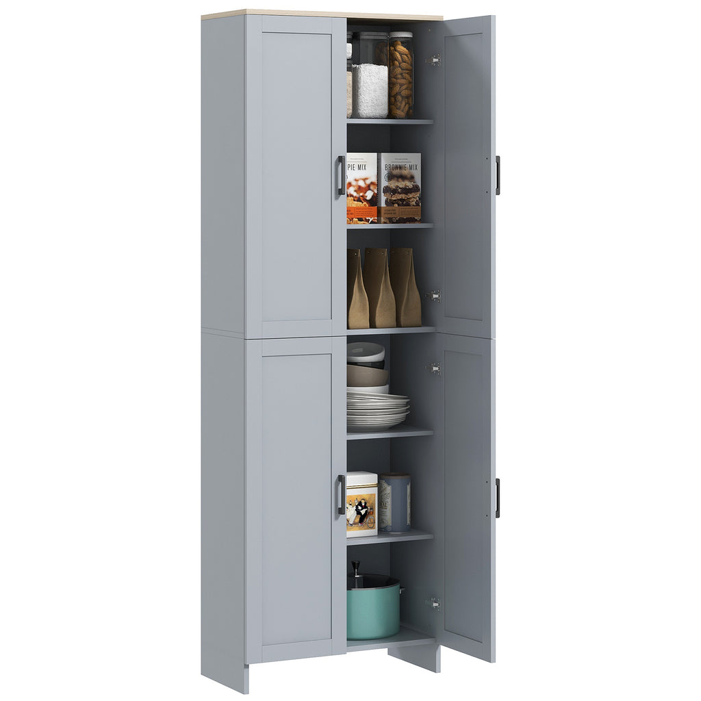 Slim Tall Storage Cupboard with Six-Tier Adjustable Shelving