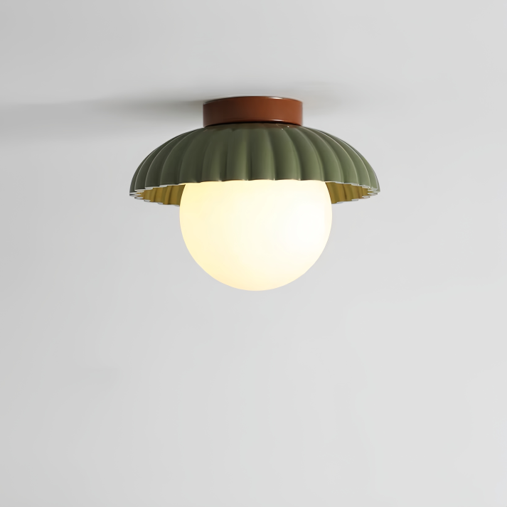 Iron and Glass Hallway Ceiling Light, Flush Mount