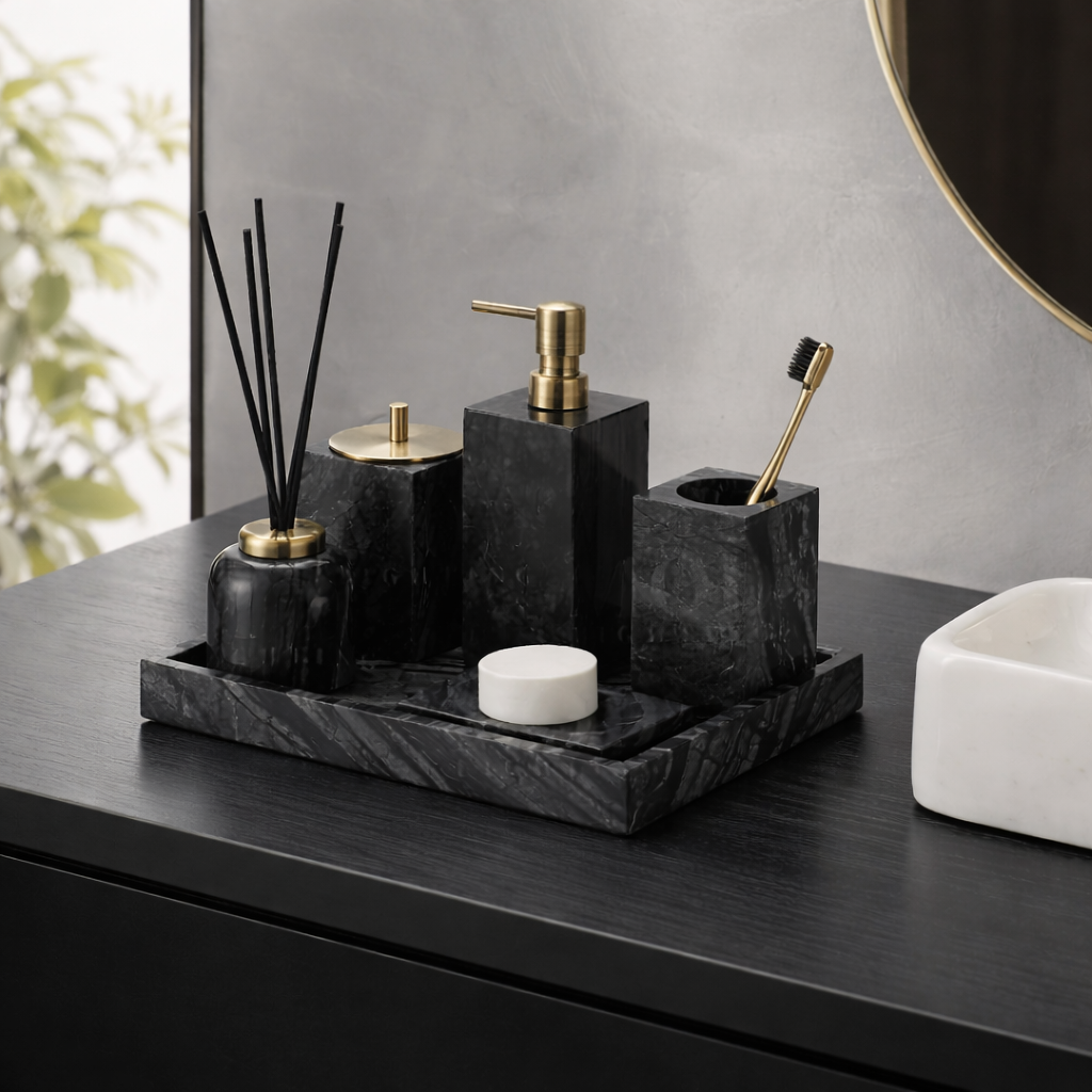 Timber Vein Marble Bathroom Accessory Set Modern Bathroom Decor
