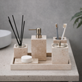 Golden Travertine Stone Bath Accessory Set