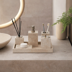 Golden Travertine Stone Bath Accessory Set