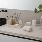 Golden Travertine Stone Bath Accessory Set