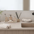 Golden Travertine Stone Bath Accessory Set