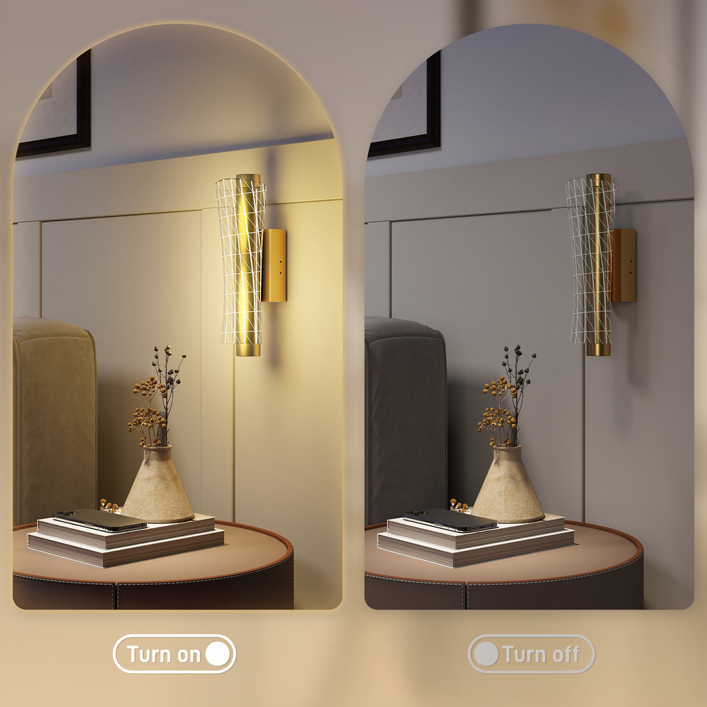 Wall Light Modern LED Geometric Mesh Wall Sconce - Gold Tone