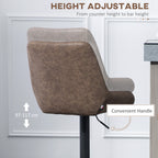 Retro Faux Leather Bar Stools Set of 2 with Adjustable Height - Coffee