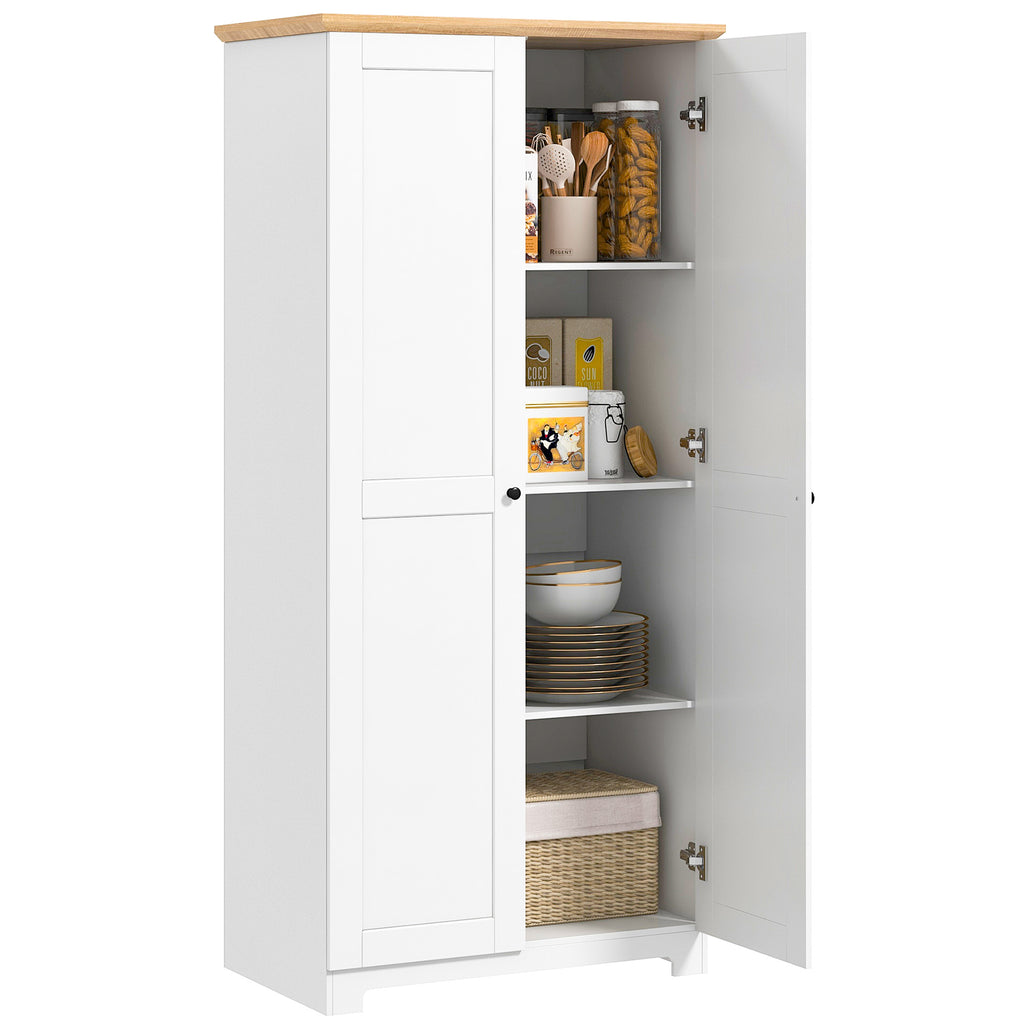 Tall Storage Cabinet with Two Doors and Adjustable Shelves White
