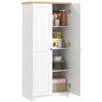 Tall Storage Cabinet with Two Doors and Adjustable Shelves White