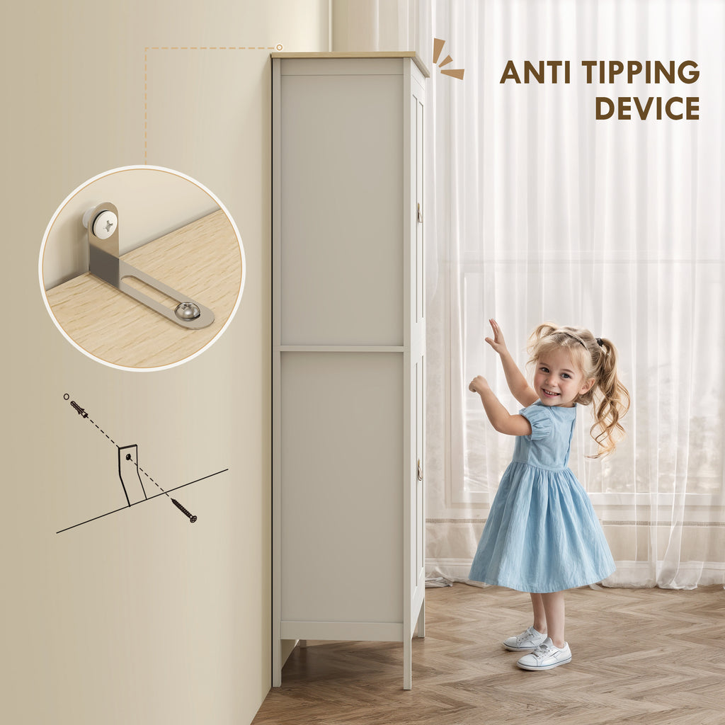 Tall Pantry Cupboard with Motion Sensor LED Light White