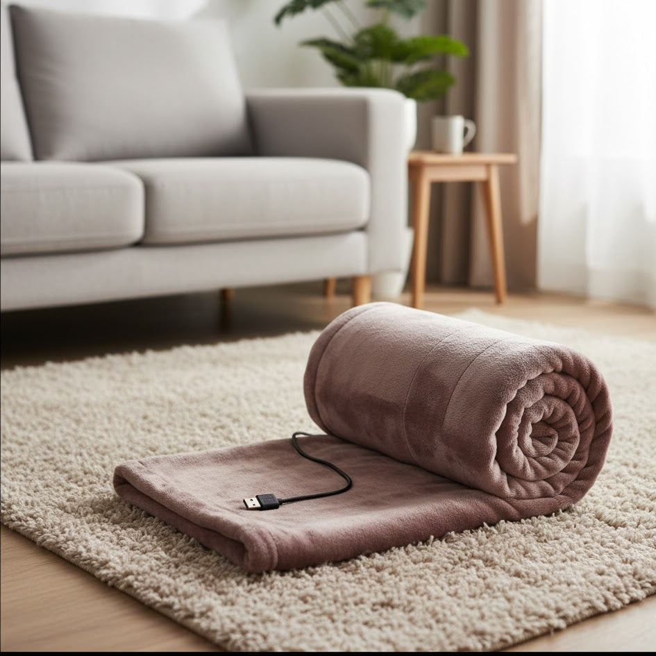 USB Electric Heated Throw Blanket with Adjustable Heat Settings