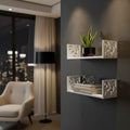Carved U-Shaped Floating Wall Shelves Set (Small & Large)