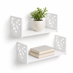 Carved U-Shaped Floating Wall Shelves Set (Small & Large)