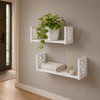 Carved U-Shaped Floating Wall Shelves Set (Small & Large)
