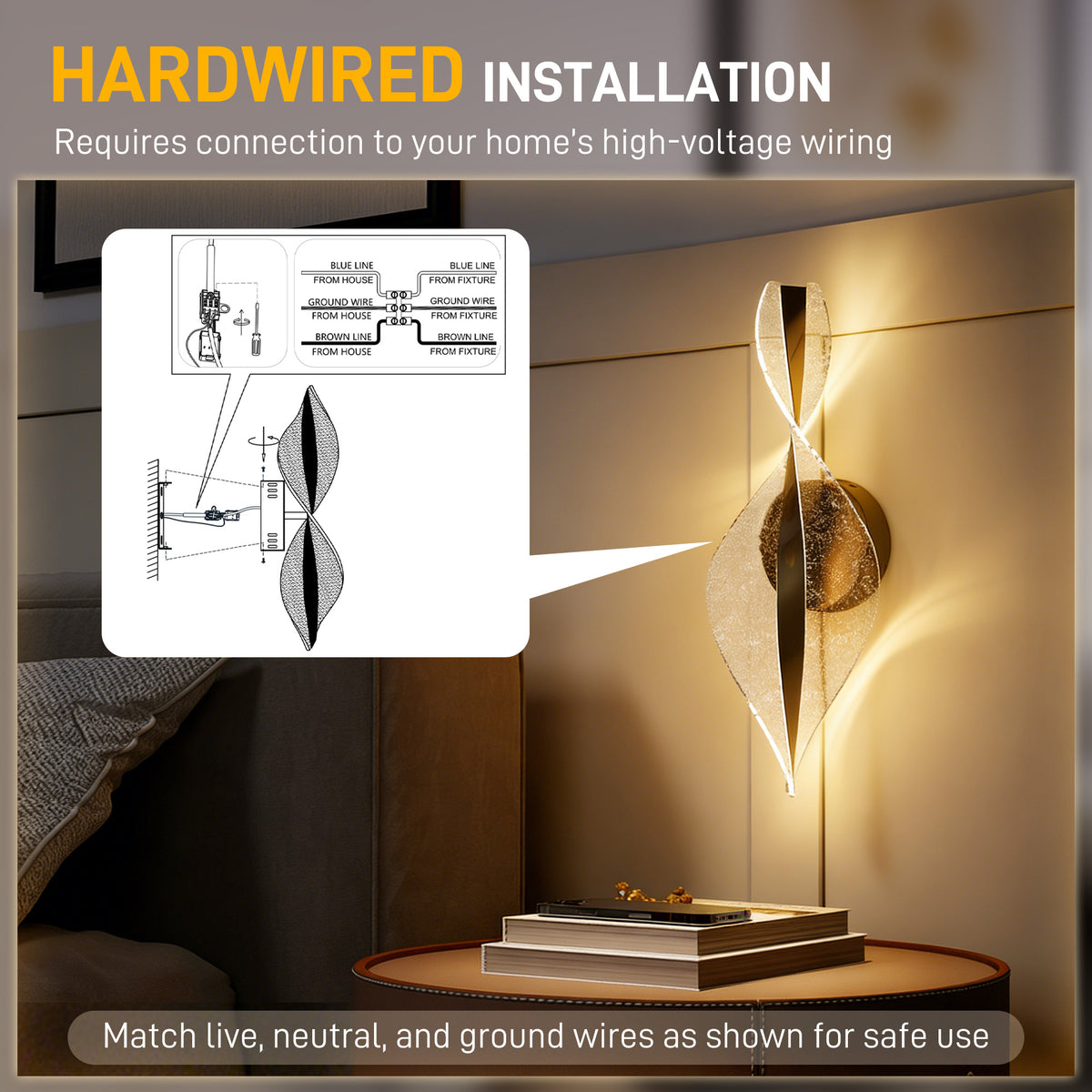 Black LED spiral wall light dimensions