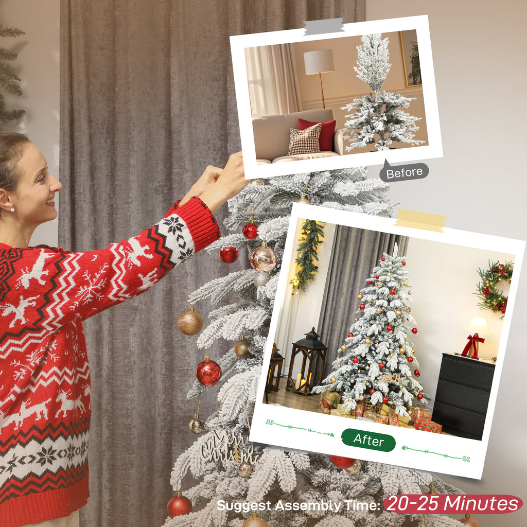 6ft Super Flocked Christmas Tree with Faux Snow Branches