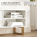 White Marble Effect TV Unit with Fluted Cabinet Doors