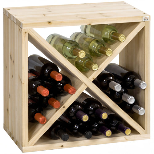 24-Bottle Solid Wood Tabletop Wine Rack Natural Finish