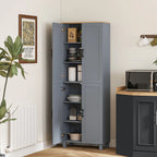 Slim Tall Storage Cupboard with Six-Tier Adjustable Shelving - Dark Grey