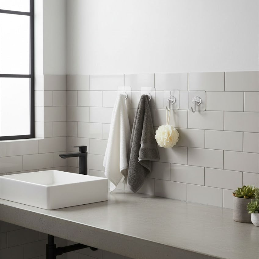 Heavy-Duty Transparent Adhesive Wall Hooks
