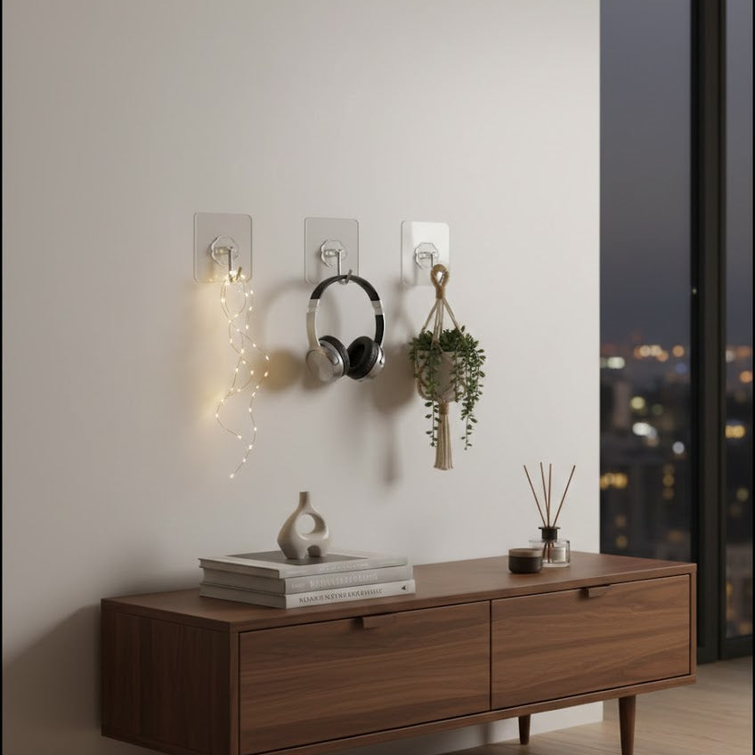 Heavy-Duty Transparent Adhesive Wall Hooks