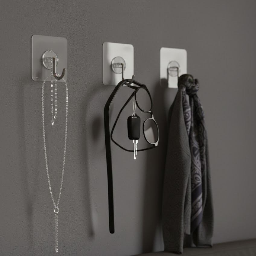 Heavy-Duty Transparent Adhesive Wall Hooks