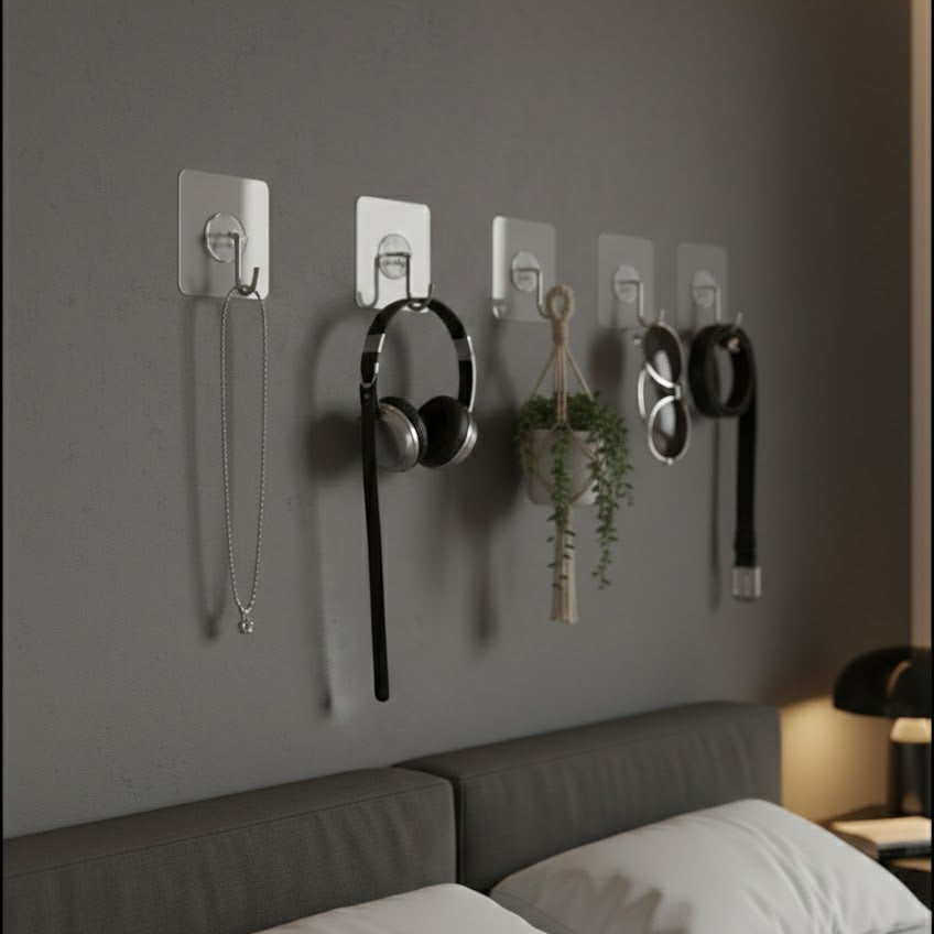 Heavy-Duty Transparent Adhesive Wall Hooks