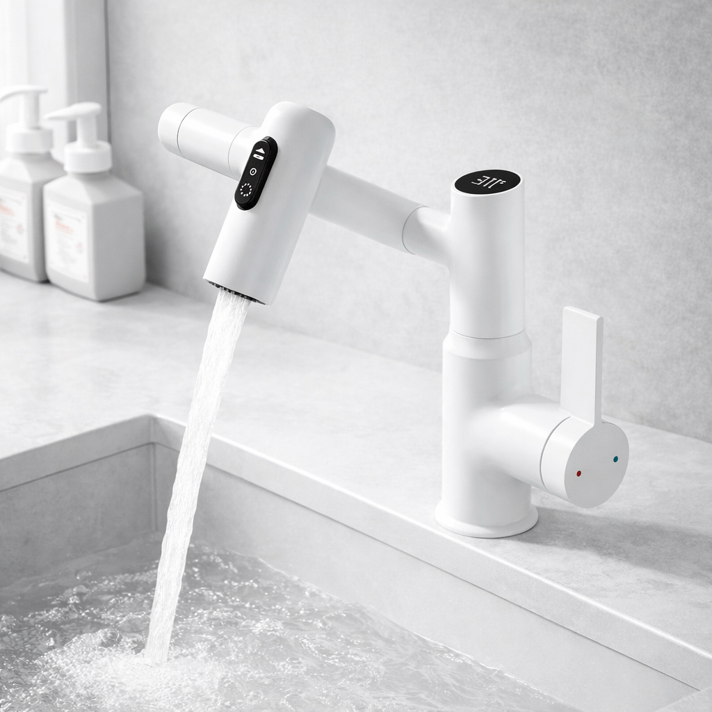 Modern Matte Bathroom Mixer Tap with LED Temperature Display Modern Bathroom Decor