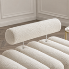 Beige Sherpa Upholstered End of Bed Bench with Gold Legs