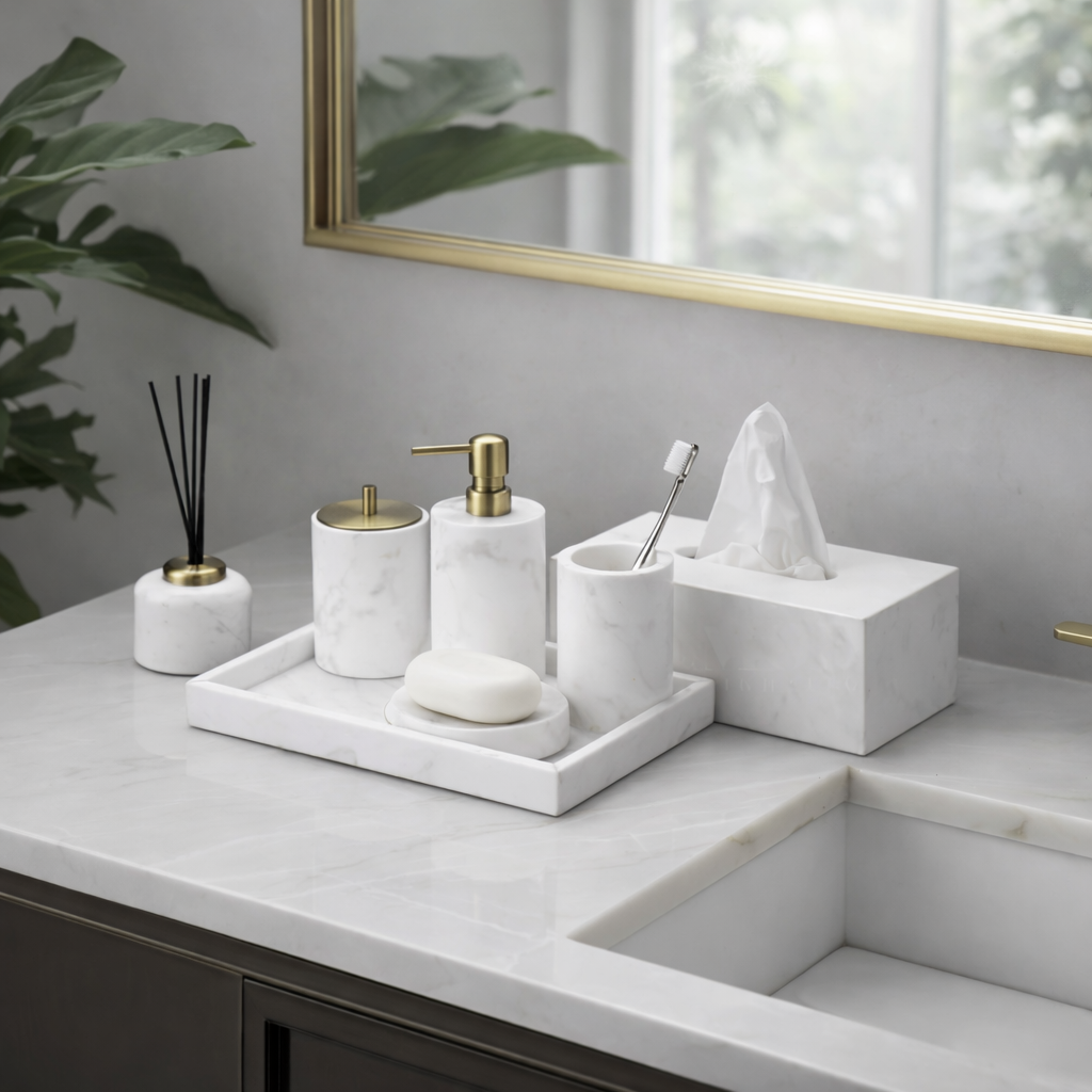Jazz White Marble Tissue Box