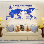 3D World Map Acrylic Wall Sticker
