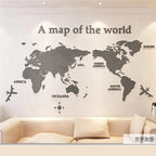 3D World Map Acrylic Wall Sticker