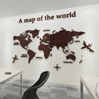 3D World Map Acrylic Wall Sticker