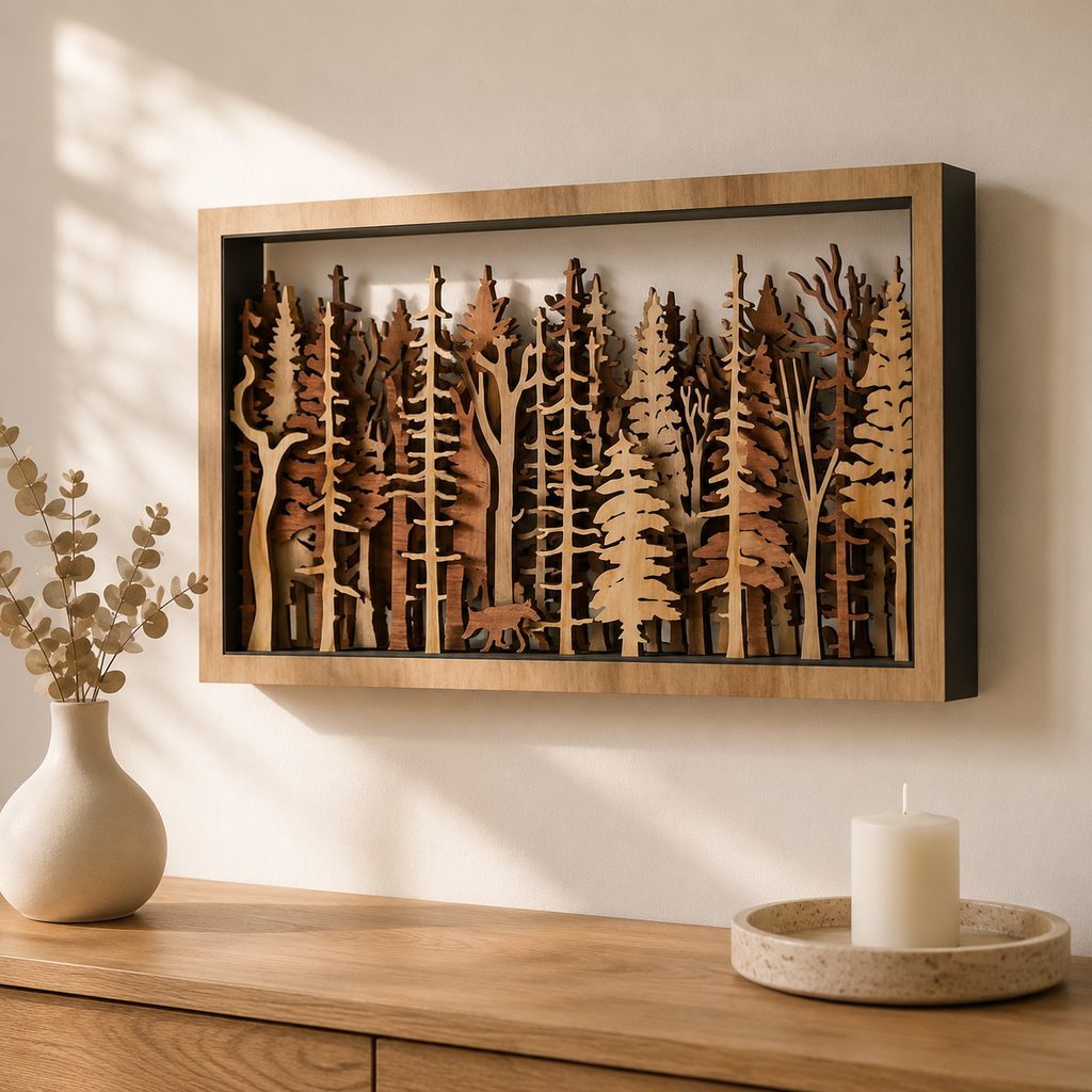 3D Wooden Forest Wall Art