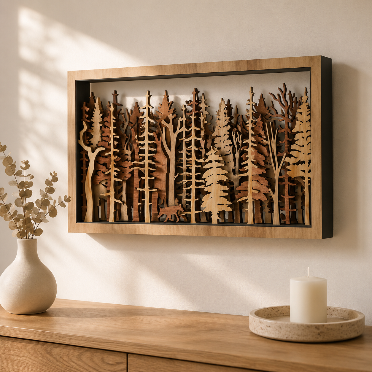 3D Wooden Forest Wall Art