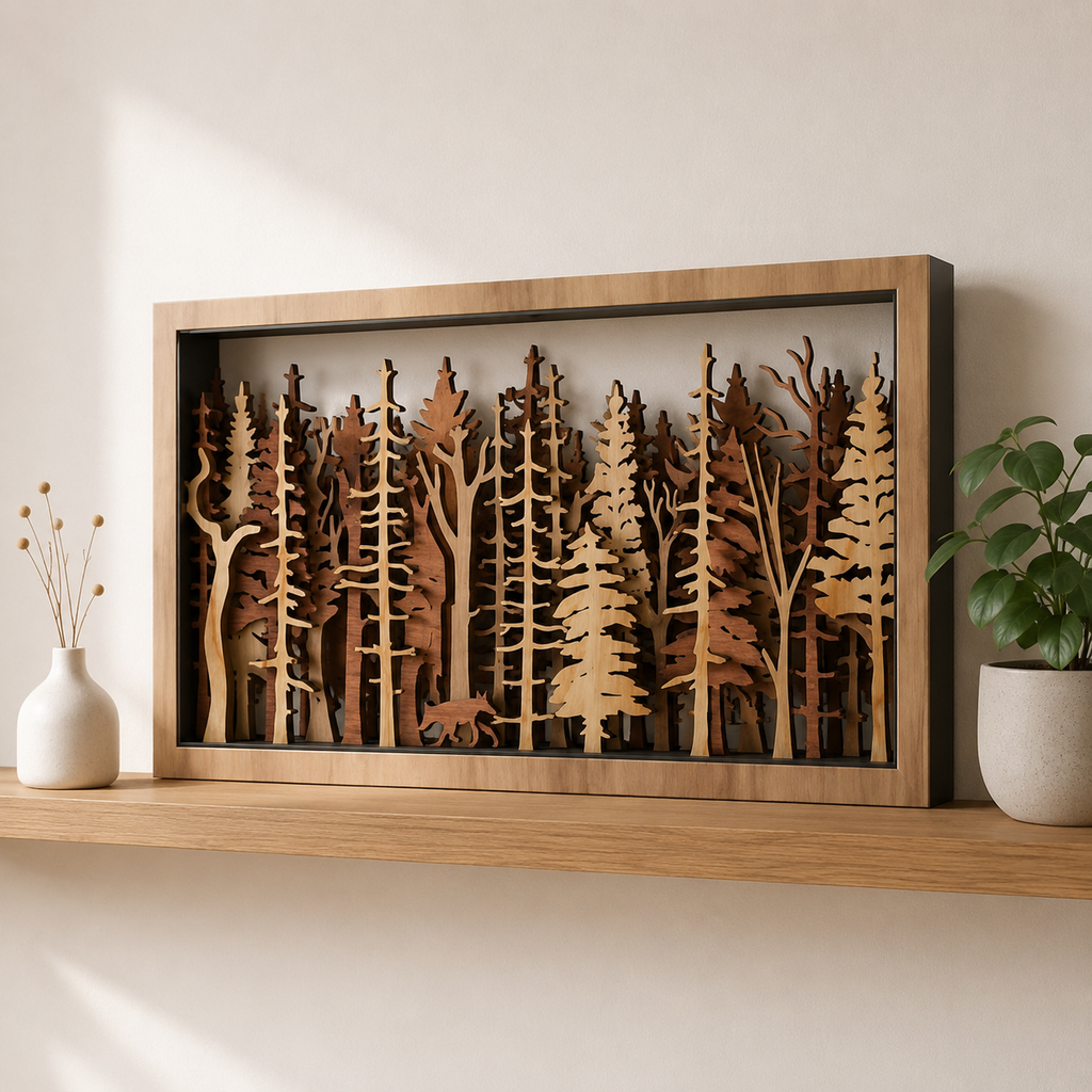 3D Wooden Forest Wall Art