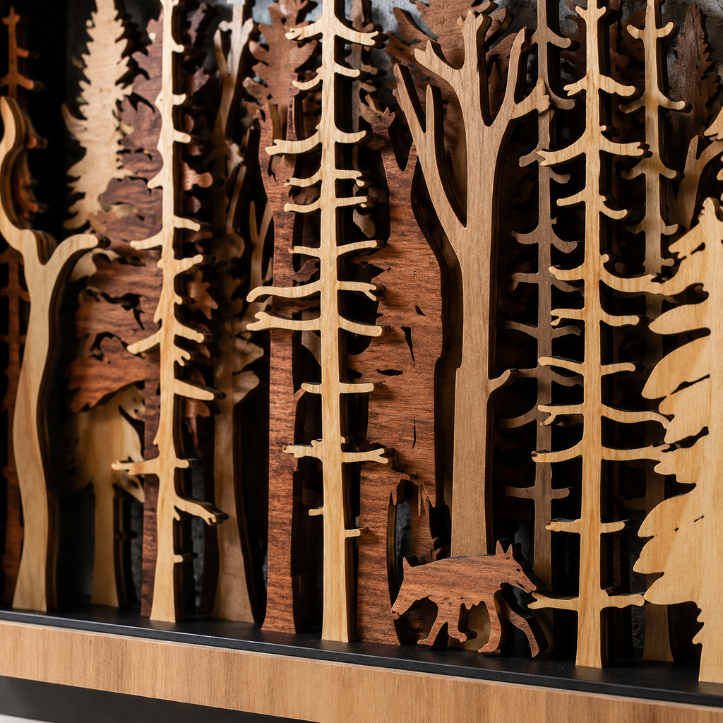 3D Wooden Forest Wall Art