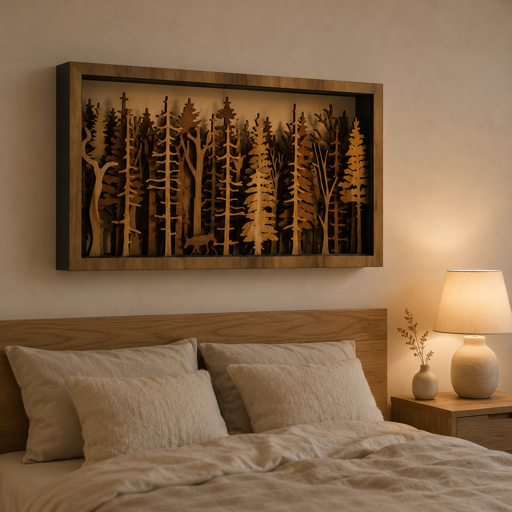 3D Wooden Forest Wall Art