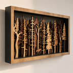 3D Wooden Forest Wall Art