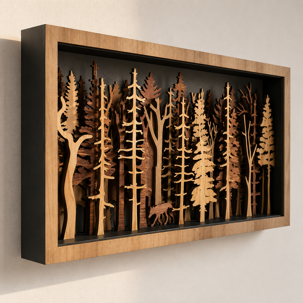 3D Wooden Forest Wall Art