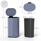 Slim Curved Pedal Kitchen Bin with Soft-Close Lid - Grey