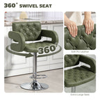 PU Leather Swivel Bar Stool with Backrest and Footrest - Green