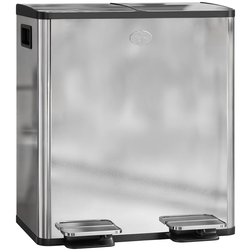 Dual Compartment Recycling Bin with Deodoriser Holders - Silver (Alt)