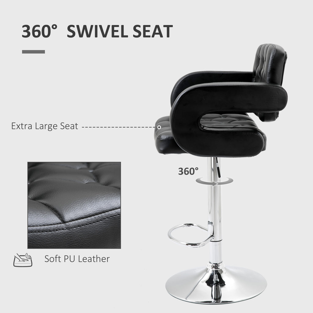PU Leather Swivel Bar Stool with Backrest and Footrest
