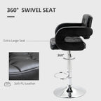 PU Leather Swivel Bar Stool with Backrest and Footrest