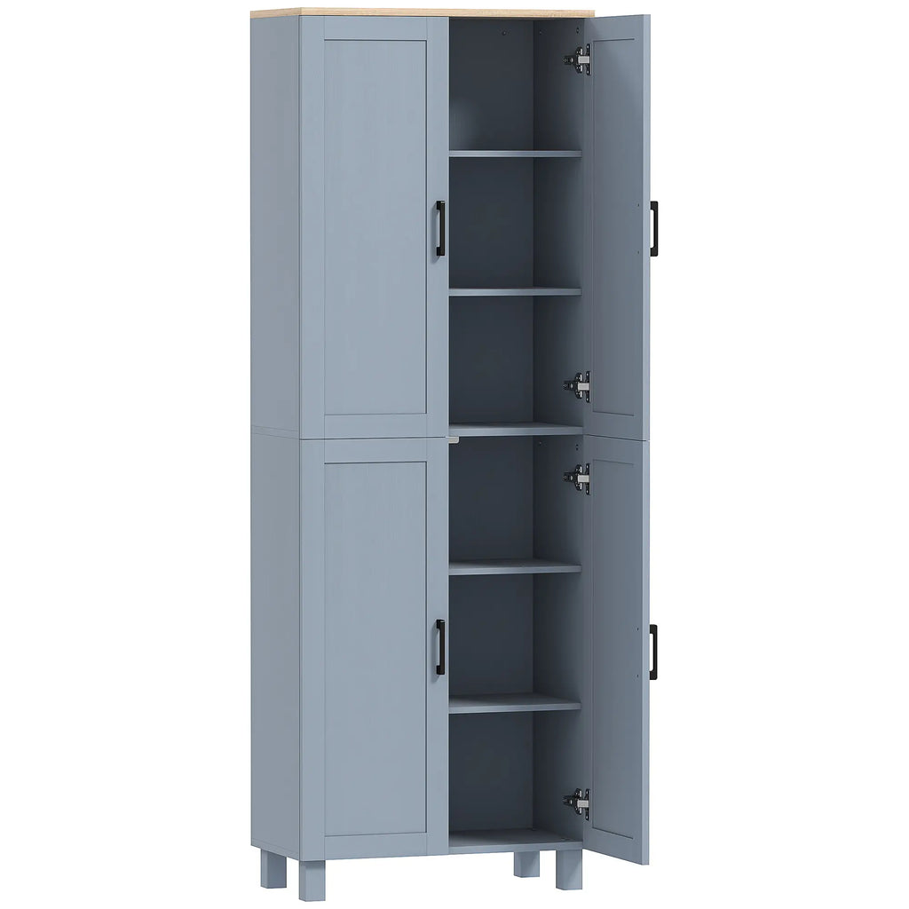 Slim Tall Storage Cupboard with Six-Tier Adjustable Shelving - Dark Grey