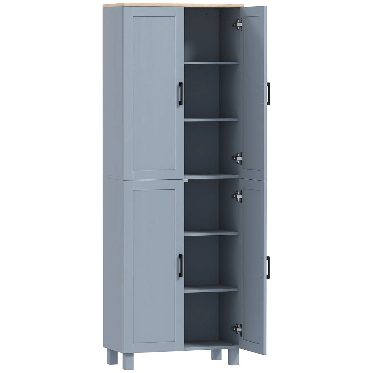 Slim Tall Storage Cupboard with Six-Tier Adjustable Shelving - Dark Grey