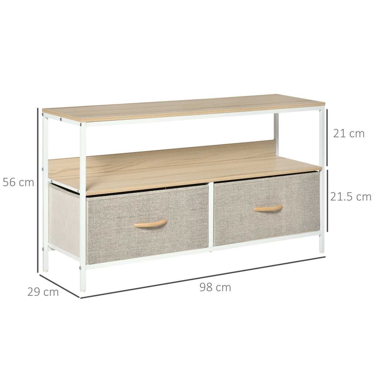 and Black TV Cabinet with Foldable Linen Drawers - Maple wood-effect