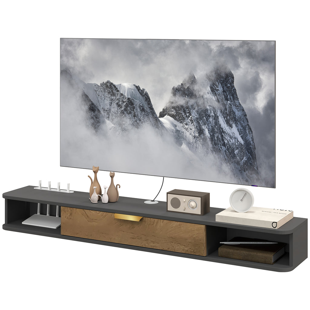 Charcoal Grey Floating TV Cabinet with Cable Management